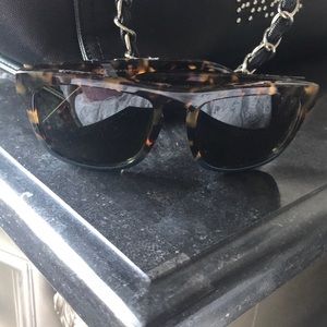 Ferragamo brown tortoise shell/Sea Blue sunglasses